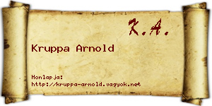 Kruppa Arnold névjegykártya